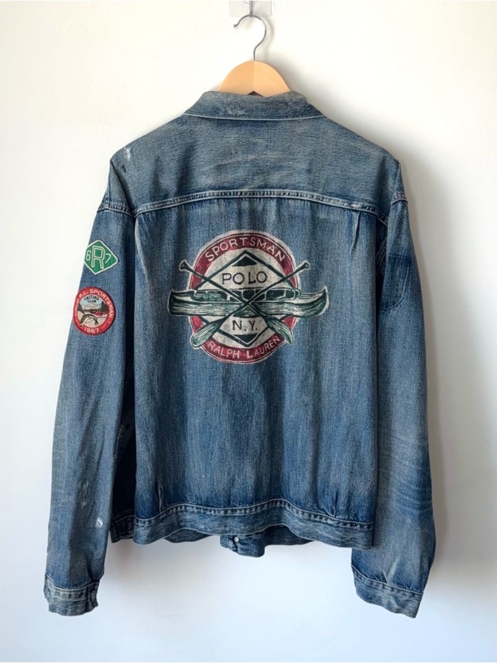 Polo Ralph Lauren Big & Tall Sportsman Patch Denim Trucker Jacket Size 2XB